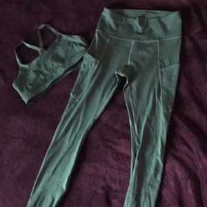 Athleta green leggings & sports bra set